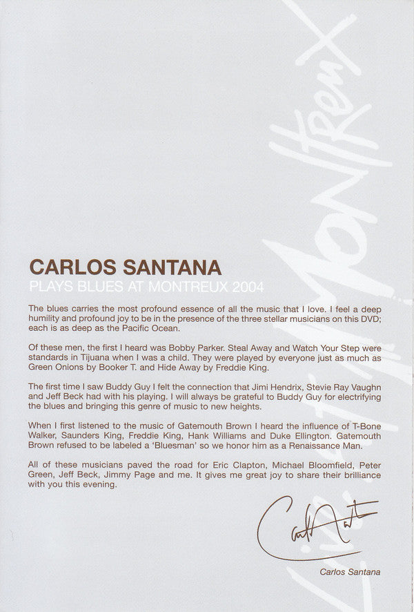 Carlos Santana : Carlos Santana Plays Blues At Montreux 2004 (DVD-V, PAL)