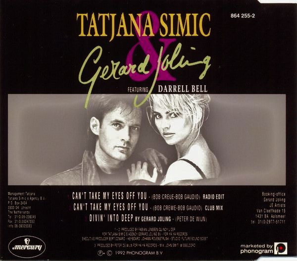 Tatjana Simic & Gerard Joling : Can't Take My Eyes Off You (CD, Maxi)