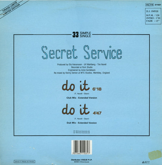Secret Service : Do It (12", Single, Ltd)