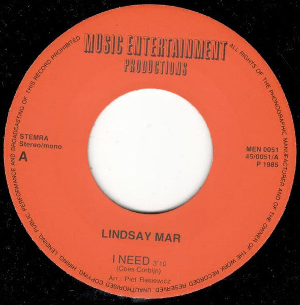 Lindsay Mar : I Need (7", Single)