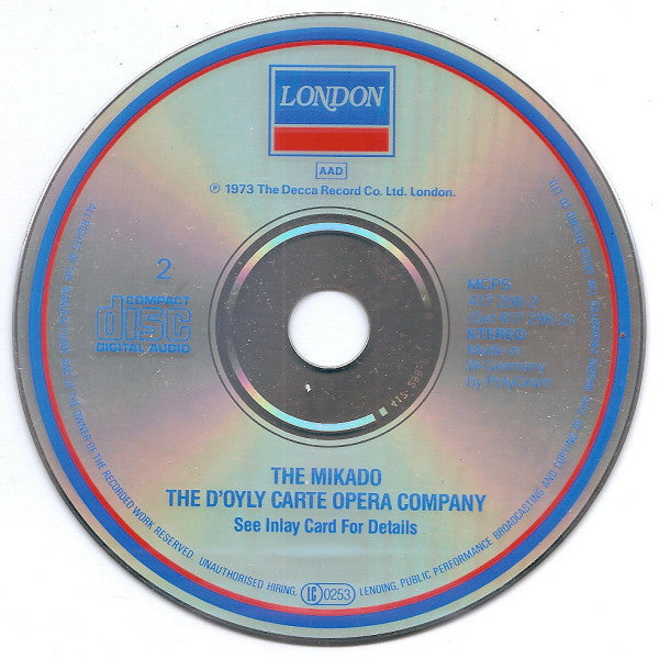 D'Oyly Carte Opera Company, Gilbert & Sullivan : The Mikado (2xCD, Album)