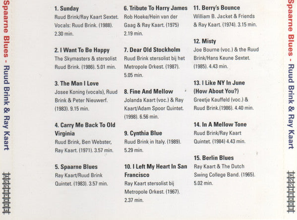 Ruud Brink, Ray Kaart : Spaarne Blues (CD, Comp)