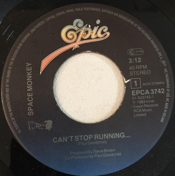 Space Monkey (3) : Can't Stop Running.... (7", Single)