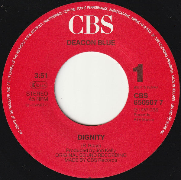 Deacon Blue : Dignity (7", Single)