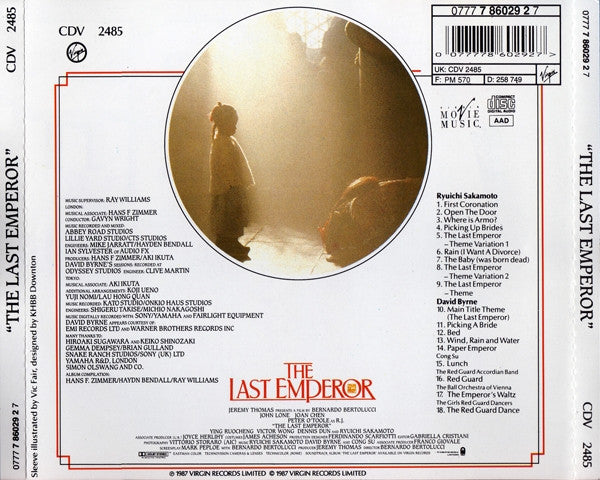Ryuichi Sakamoto, David Byrne And Cong Su : The Last Emperor (CD, Album, RE)