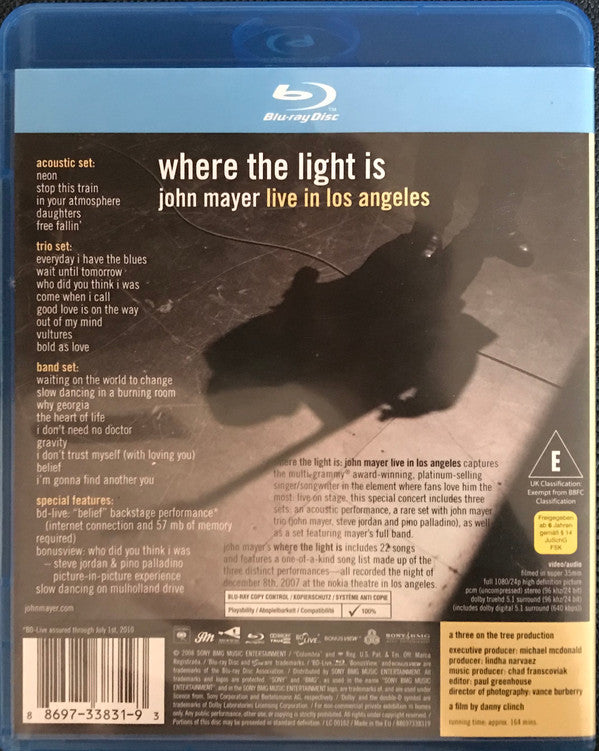 John Mayer : Where The Light Is: John Mayer Live In Los Angeles (Blu-ray)