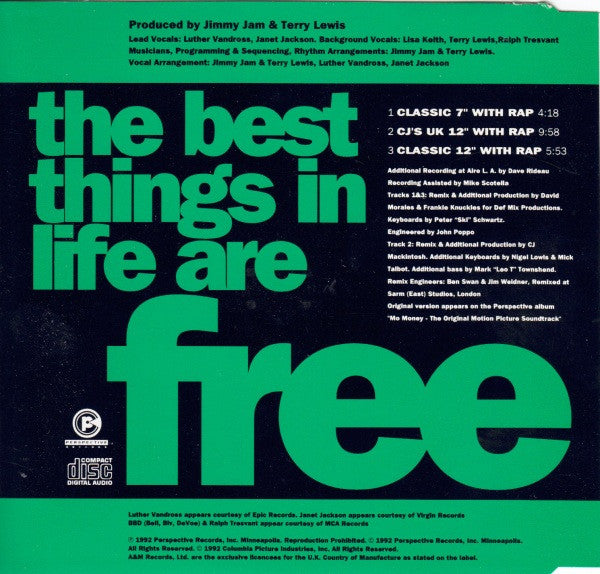 Luther Vandross & Janet Jackson : The Best Things In Life Are Free (CD, Single)