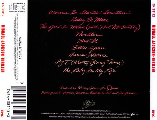 Michael Jackson : Thriller (CD, Album, RP)