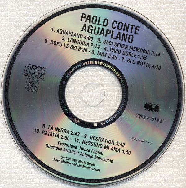 Paolo Conte : Aguaplano (CD, Album, RE)