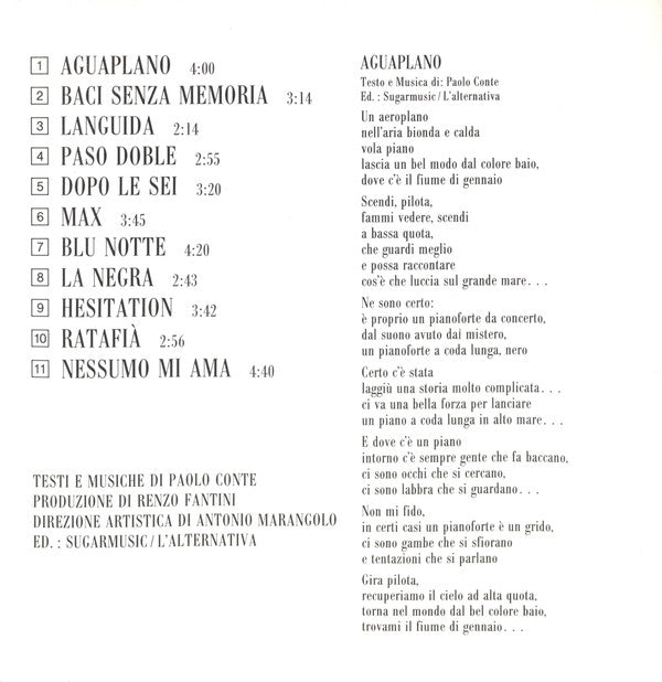 Paolo Conte : Aguaplano (CD, Album, RE)