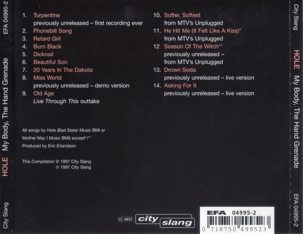 Hole (2) : My Body, The Hand Grenade (CD, Comp)