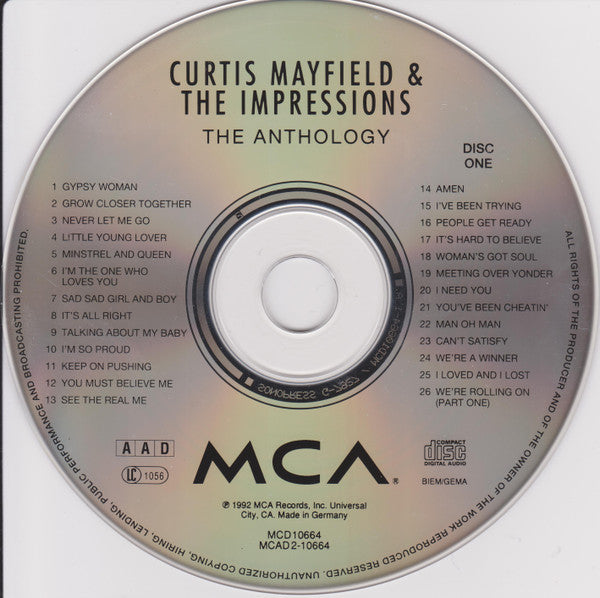 Curtis Mayfield & The Impressions : The Anthology 1961-1977 (2xCD, Comp)