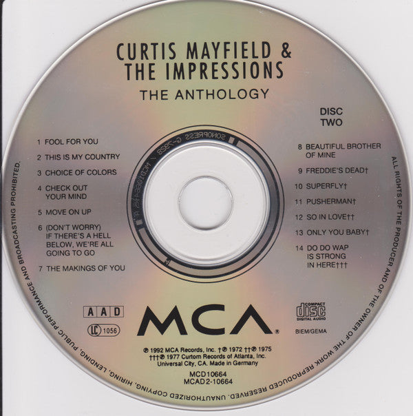 Curtis Mayfield & The Impressions : The Anthology 1961-1977 (2xCD, Comp)