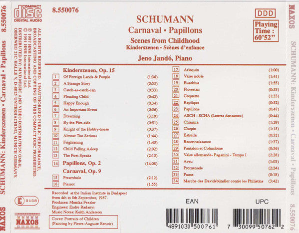 Robert Schumann - Jenö Jandó : Kinderszenen / Papillons / Carnaval (CD, Album)