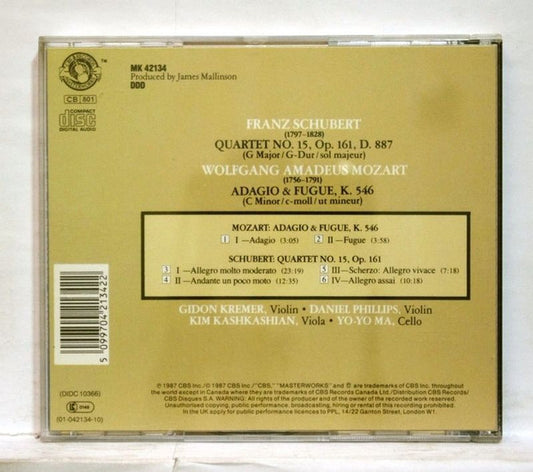 Franz Schubert, Wolfgang Amadeus Mozart - Yo-Yo Ma, Kim Kashkashian, Daniel Phillips, Gidon Kremer : Quartet No. 15, D.887 / Adagio And Fugue, K.546 (CD, Album)