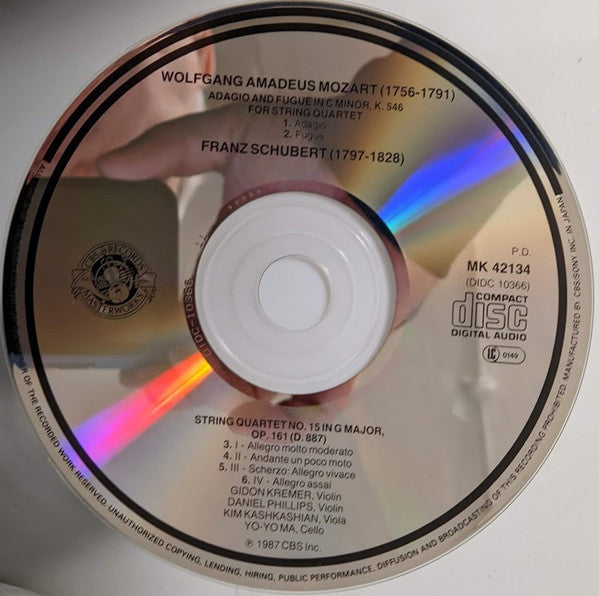 Franz Schubert, Wolfgang Amadeus Mozart - Yo-Yo Ma, Kim Kashkashian, Daniel Phillips, Gidon Kremer : Quartet No. 15, D.887 / Adagio And Fugue, K.546 (CD, Album)