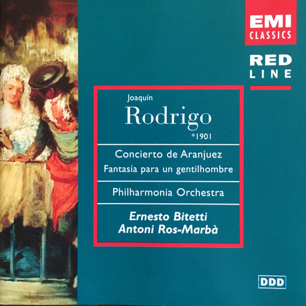 Joaquín Rodrigo, Philharmonia Orchestra, Ernesto Bitetti, Antoni Ros-Marbà : Concierto De Aranjuez, Fantasía Para Un Gentilhombre	 (CD, Album, Comp)
