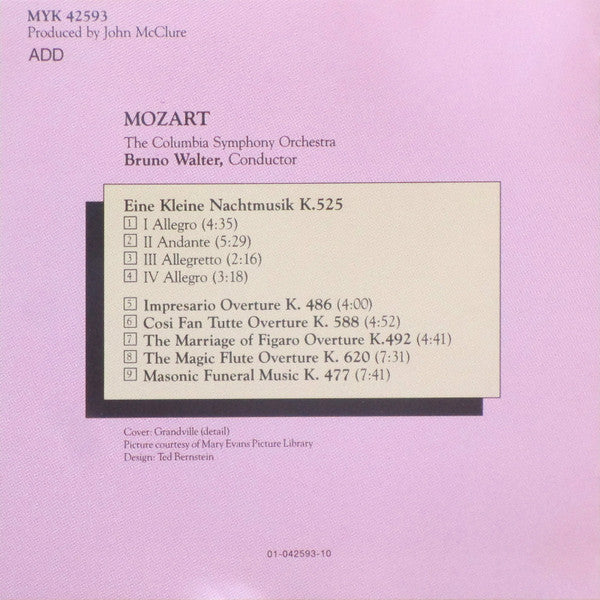 Wolfgang Amadeus Mozart, Bruno Walter, Columbia Symphony Orchestra : Eine Kleine Nachtmusik / Cosi Fan Tutte, Figaro, Impressario, Magic Flute Overtures, Masonic Funeral Music (CD, RE)