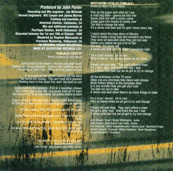 John Mayall & The Bluesbreakers : Blues For The Lost Days (CD, Album)