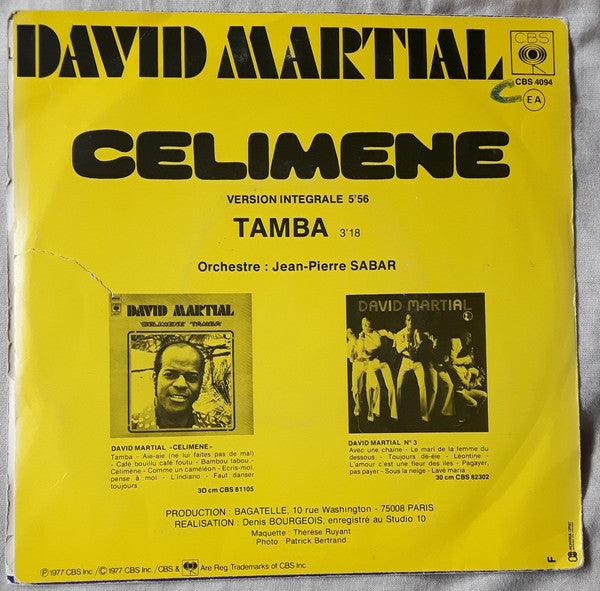 David Martial : Celimene (Version Intégrale) (7", Single, RE)