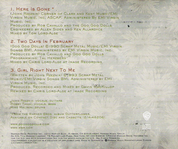 Goo Goo Dolls : Here Is Gone (CD, Maxi, CD2)