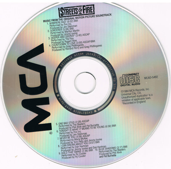 Various : Streets Of Fire (Music From The Original Motion Picture Soundtrack) (CD, Album, RE, Mat)