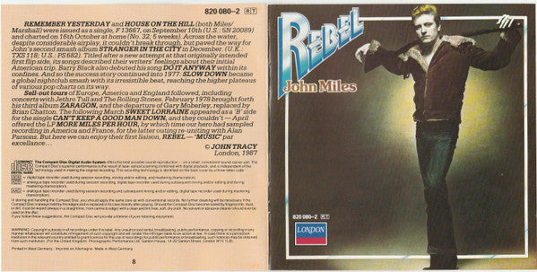 John Miles : Rebel (CD, Album, RE)