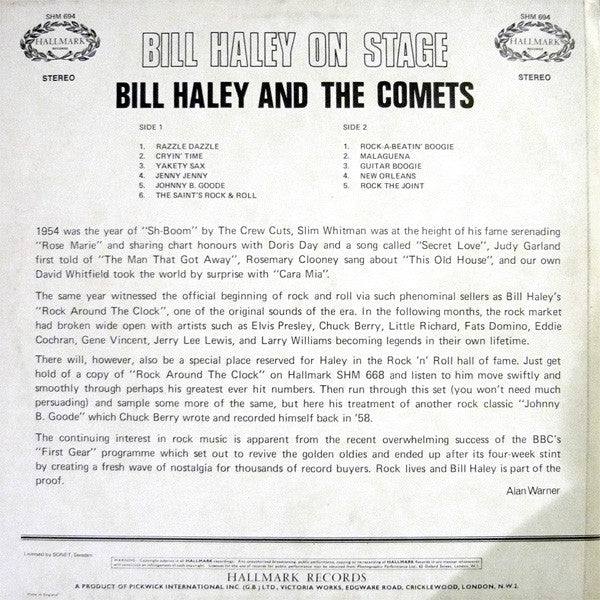 Bill Haley And His Comets : Bill Haley On Stage (LP, Album)