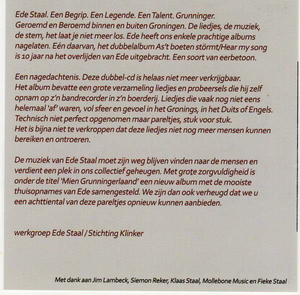 Ede Staal : Mien Grunningerlaand (CD, Comp)