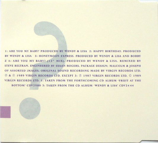 Wendy & Lisa : Are You My Baby? (CD, Single)
