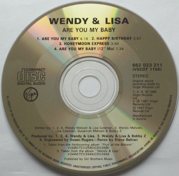 Wendy & Lisa : Are You My Baby? (CD, Single)