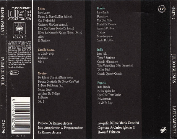 Julio Iglesias : Latinamente (CD, Album)