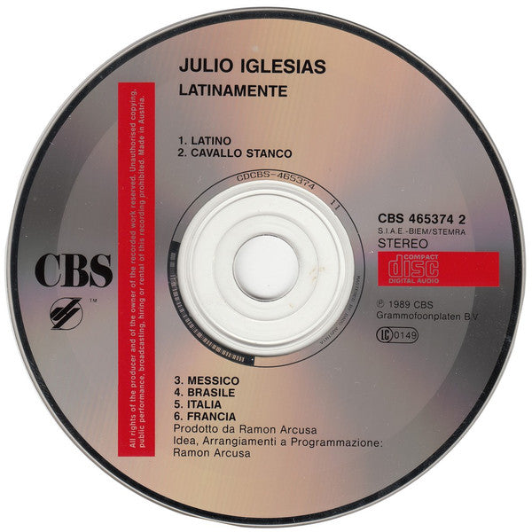 Julio Iglesias : Latinamente (CD, Album)