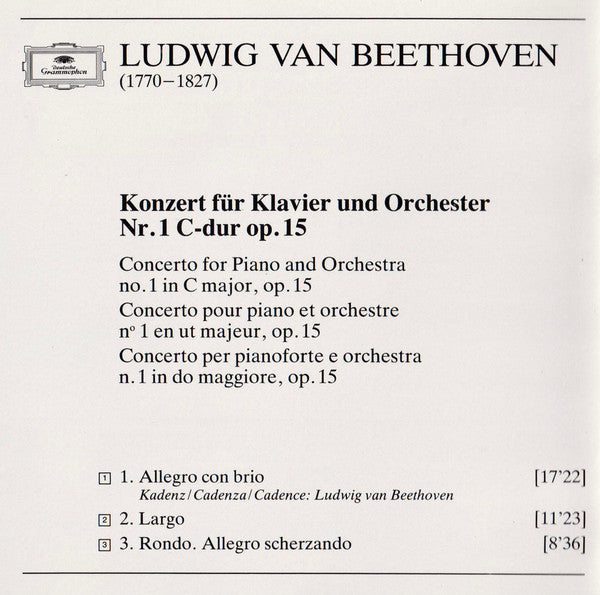 Ludwig van Beethoven - Maurizio Pollini, Wiener Philharmoniker, Eugen Jochum : Klavierkonzert · Piano Concerto No. 1 (CD, Album, RE)