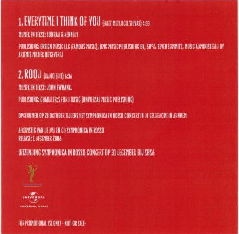 Marco Borsato Met Lucie Silvas / Marco Borsato : Everytime I Think Of You / Rood (Live) (CDr, Single, Promo)