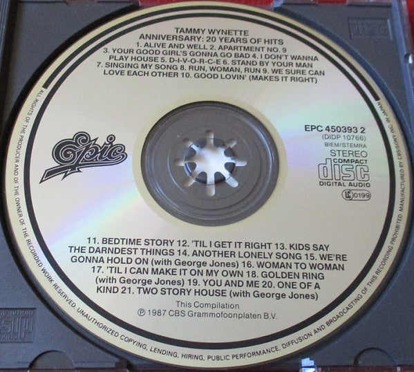 Tammy Wynette : Anniversary: Twenty Years Of Hits - The First Lady Of Country Music (CD, Comp)