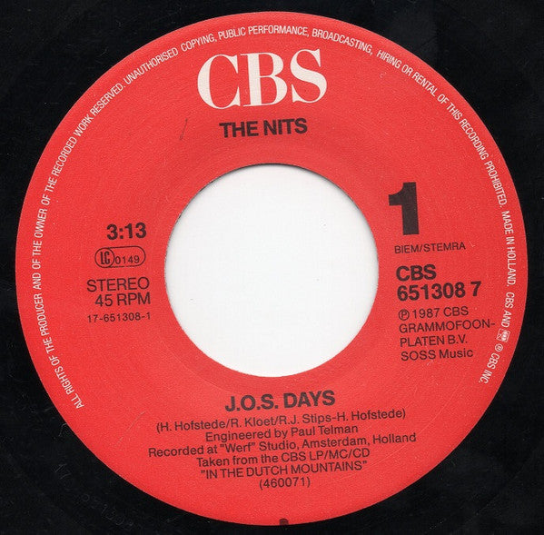 The Nits : J.O.S. Days (7", Single)