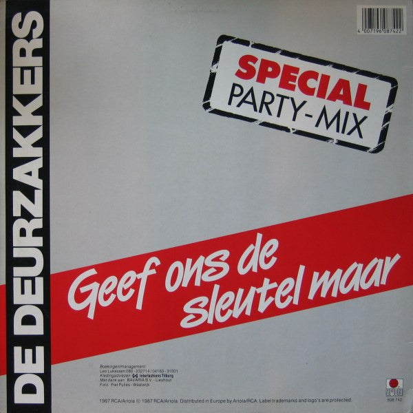 De Deurzakkers : Geef Ons De Sleutel Maar (Special Party-Mix) (12")