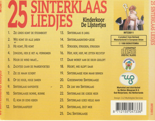 Kinderkoor De Lijstertjes : 25 Sinterklaas Liedjes (CD)