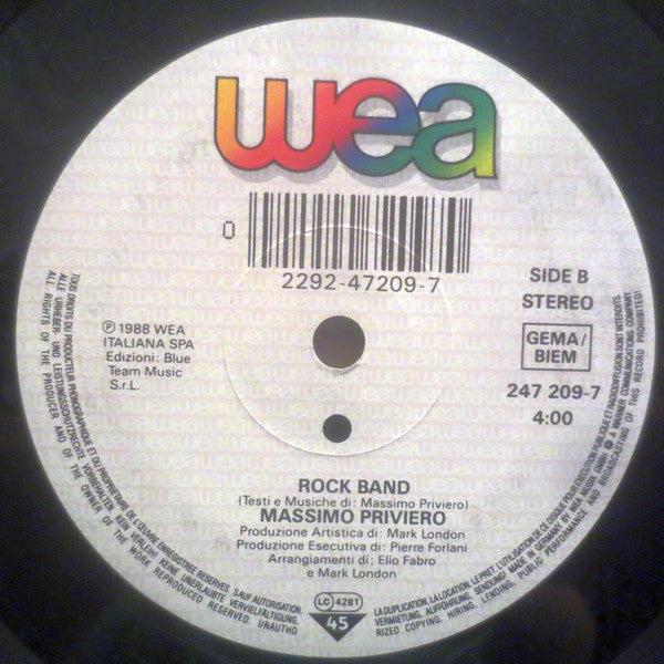 Massimo Priviero : San Valentino (7", Single)
