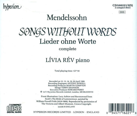 Felix Mendelssohn-Bartholdy - Livia Rev : Songs Without Words (2xCD)