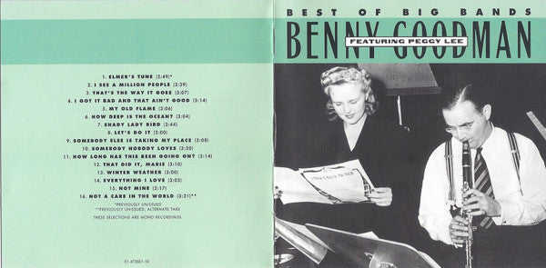 Benny Goodman Featuring Peggy Lee : Best Of Big Bands (CD, Comp, Mono)