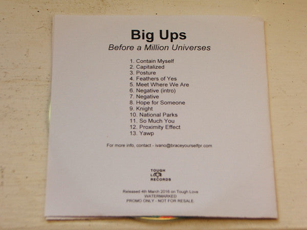 Big Ups (2) : Before A Million Universes (CDr, Album, Copy Prot., Promo)