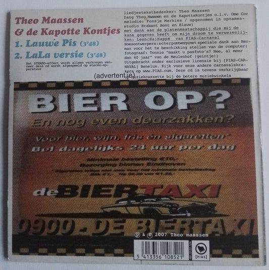 Theo Maassen & De Kapotte Kontjes : Lauwe Pis (CD, Single)