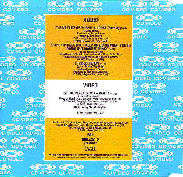 James Brown : The Payback Mix - Part One (CDV, 5", Single, PAL)