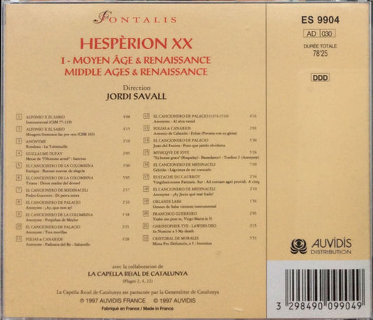 Hespèrion XX : Moyen Âge & Renaissance = Middle Ages & Renaissance (CD, Comp)