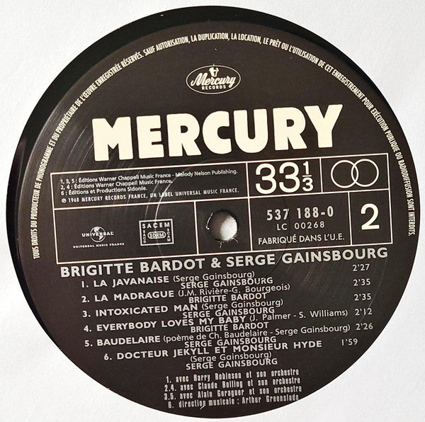 Brigitte Bardot Et Serge Gainsbourg : Bonnie And Clyde (LP, Comp, RE, RM, 180)