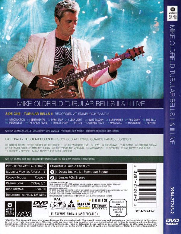 Mike Oldfield : Tubular Bells II & III Live (DVD-V, D/Sided, Comp, Multichannel, PAL)