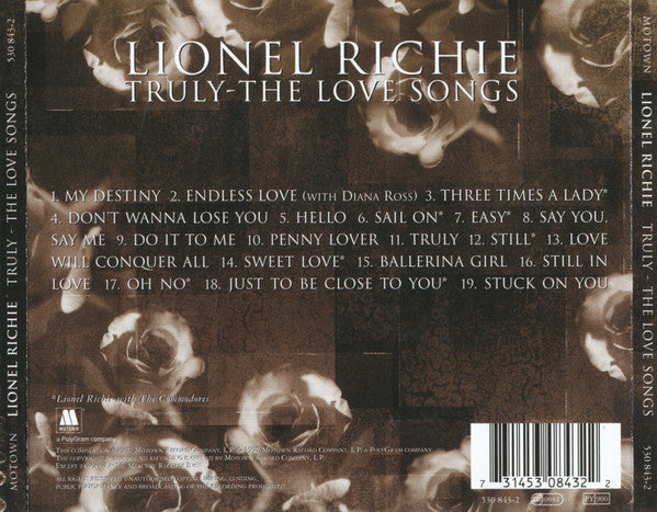 Lionel Richie : Truly - The Love Songs (CD, Comp, RE)