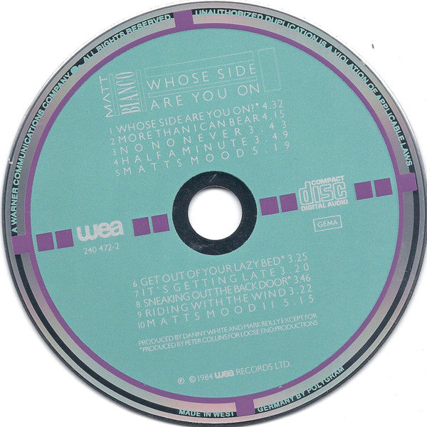 Matt Bianco : Whose Side Are You On (CD, Album, RE, Tar)